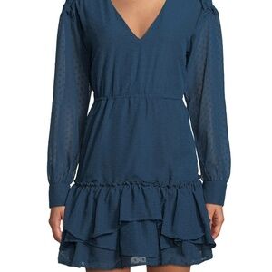 Tiered Ruffle Swiss Dot Fit-and-Flare Dress